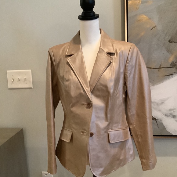 Leather Champagne Blazer - Picture 1 of 8